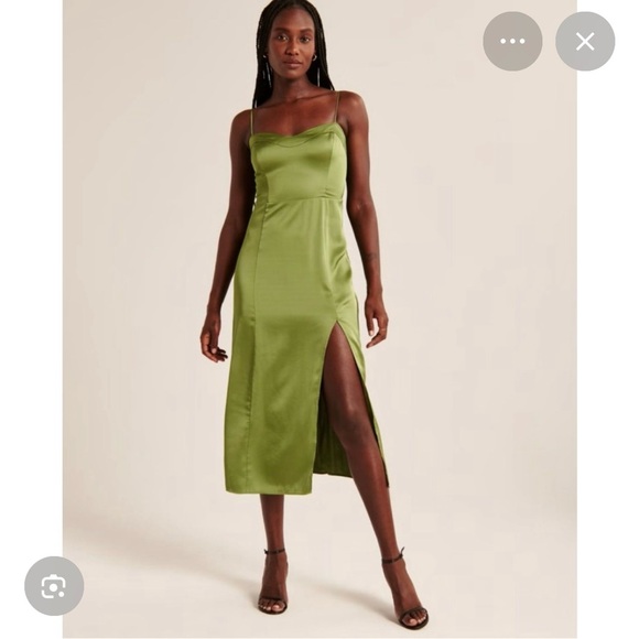 Abercrombie & Fitch Dresses & Skirts - Abercrombie & Fitch Green Satin Midi Dress